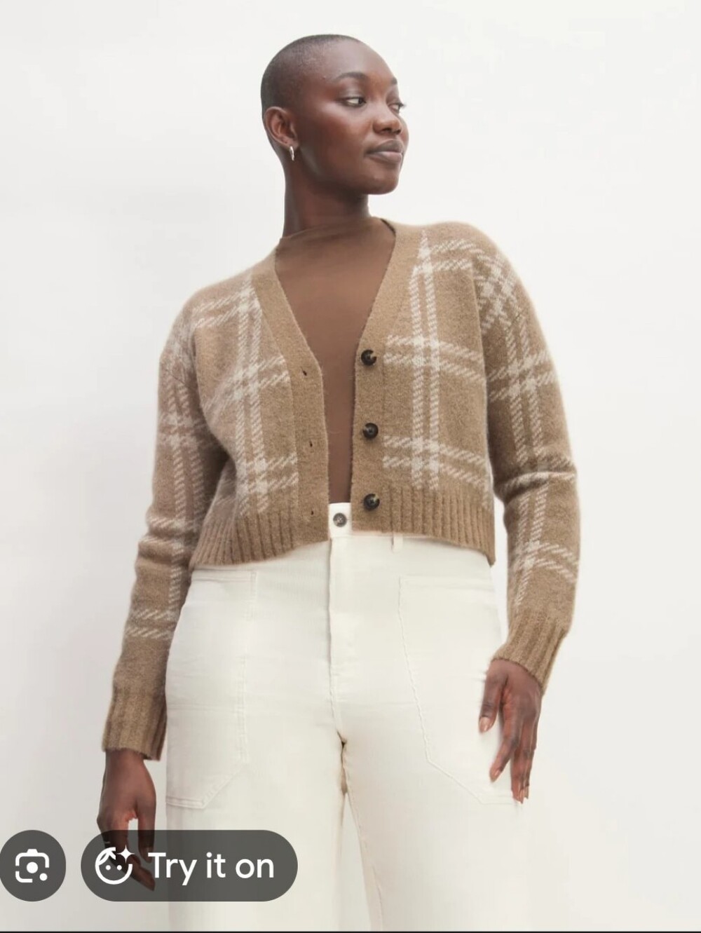 Everlane The Alpaca V-Neck Cropped Cardigan
